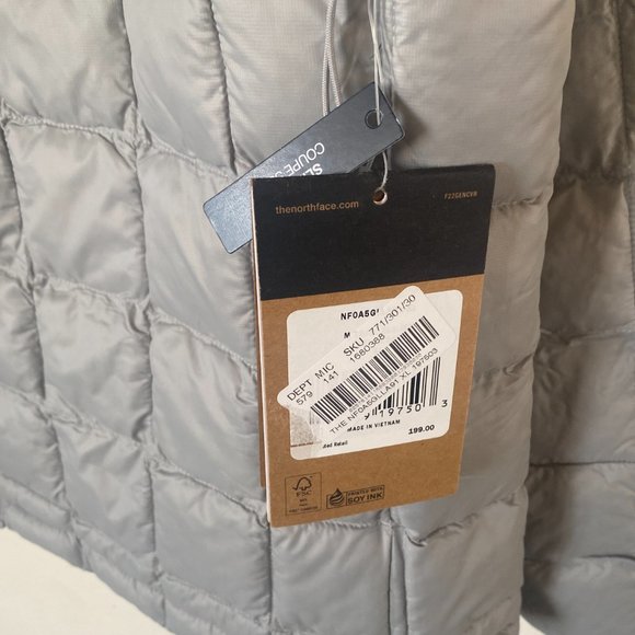 The North Face Eco Packable Slim Fit Thermoball Full Zip Jacket Meld Gray - Picture 3 of 3